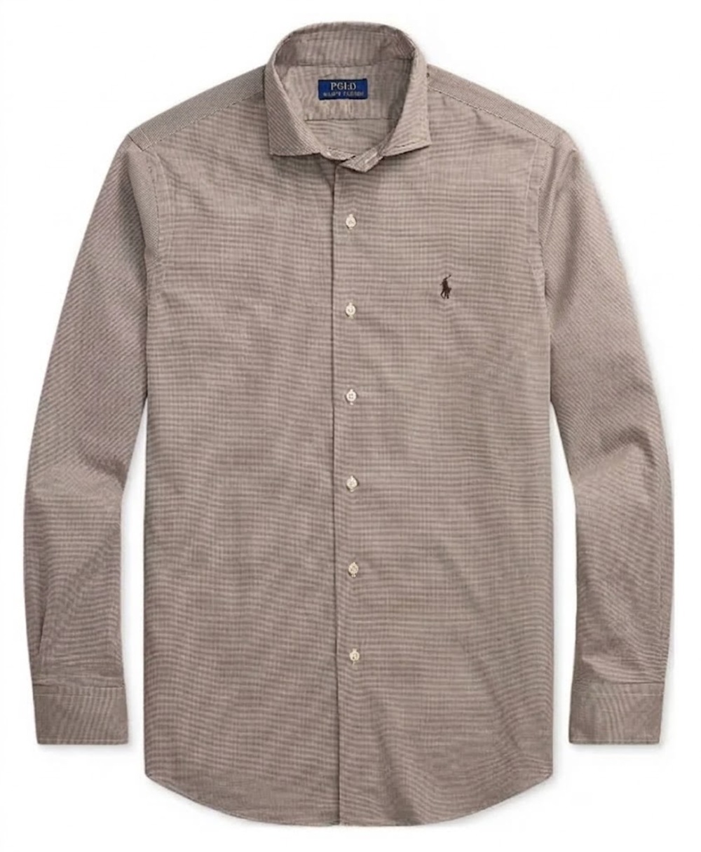 Polo Ralph Lauren Classic-Fit Houndstooth Twill Button-Down Shirt Brown XXL